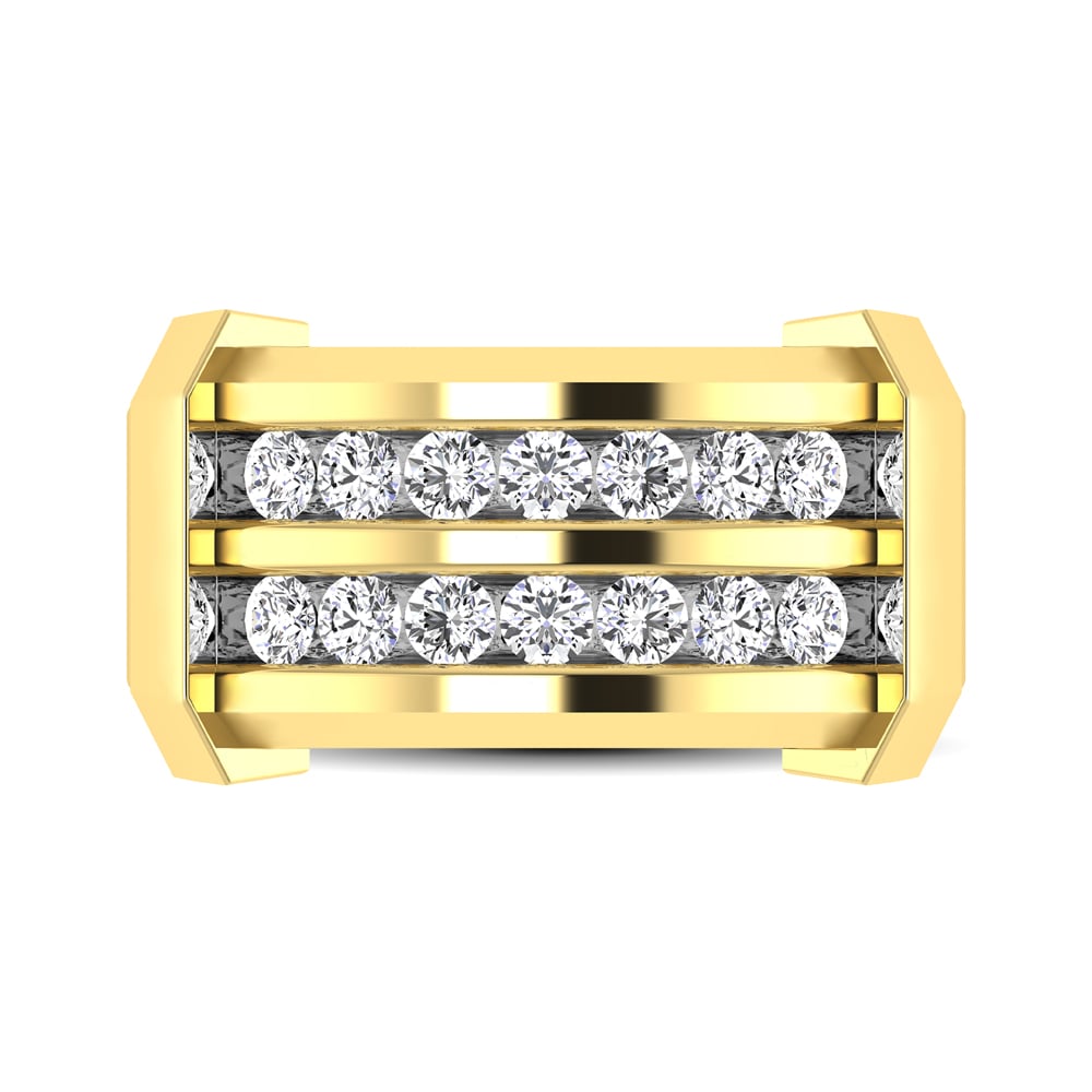 10K Yellow Gold 1/2 Ct.tw Round Cut Diamond Mens Wedding Band