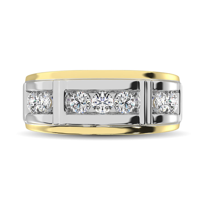 10K Two Tone Diamond 1/10 Ct.tw 7 Stone Mens Band