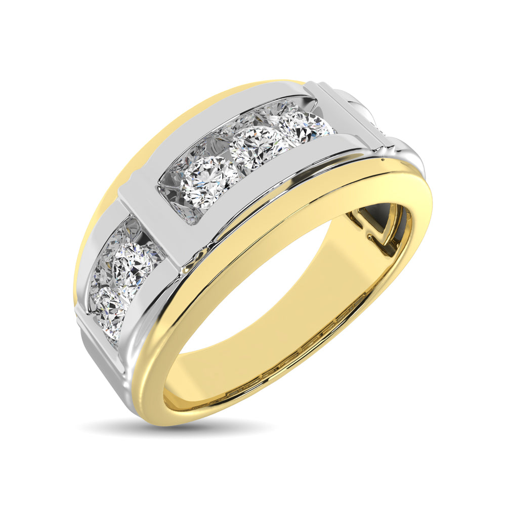 10K Two Tone Gold Diamond 1 Ct.tw 7 Stone Mens Band