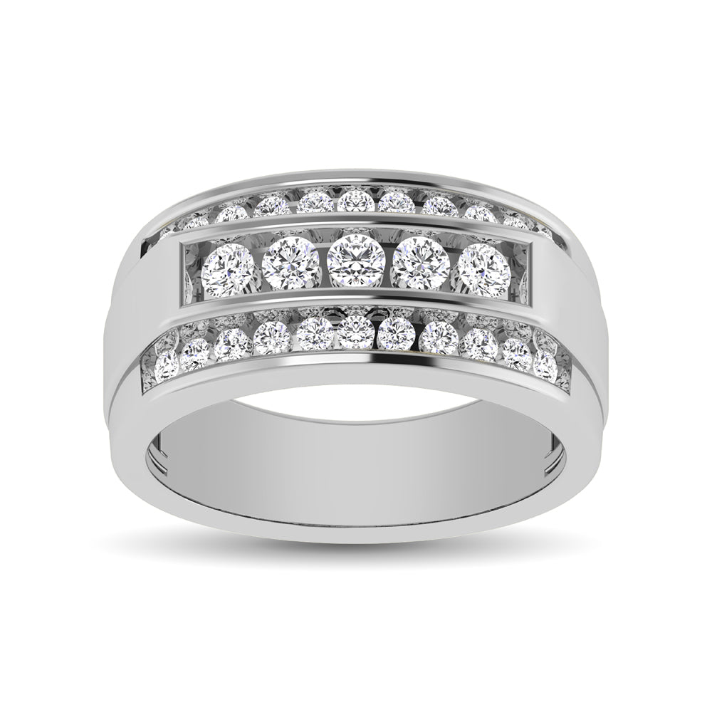 10K White Gold 1/2 Ct.tw Round Cut Diamond Mens Wedding Band