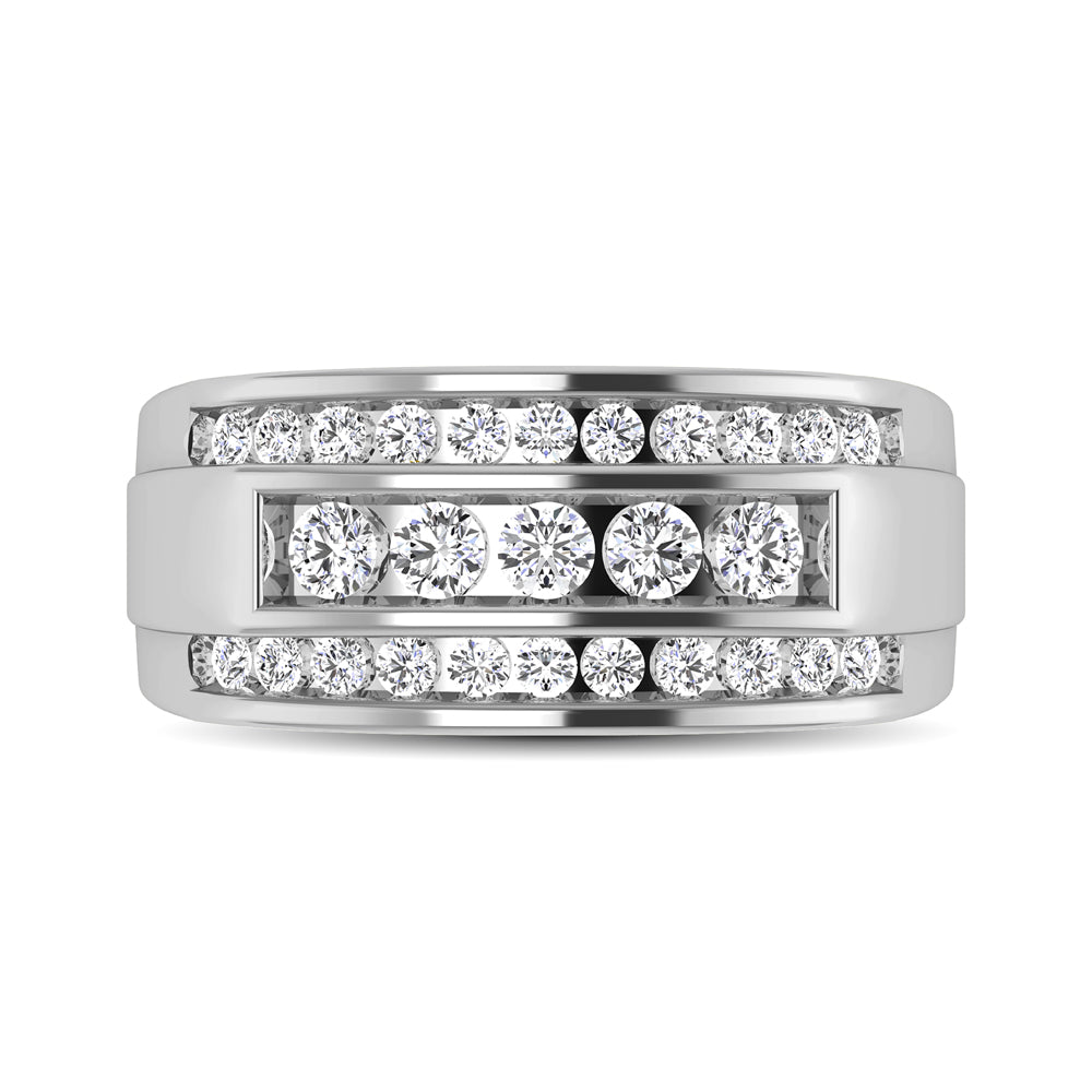 10K White Gold 1/2 Ct.tw Round Cut Diamond Mens Wedding Band