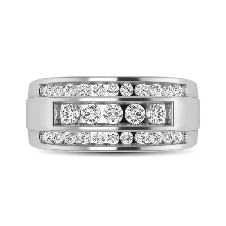 10K White Gold 1/2 Ct.tw Round Cut Diamond Mens Wedding Band