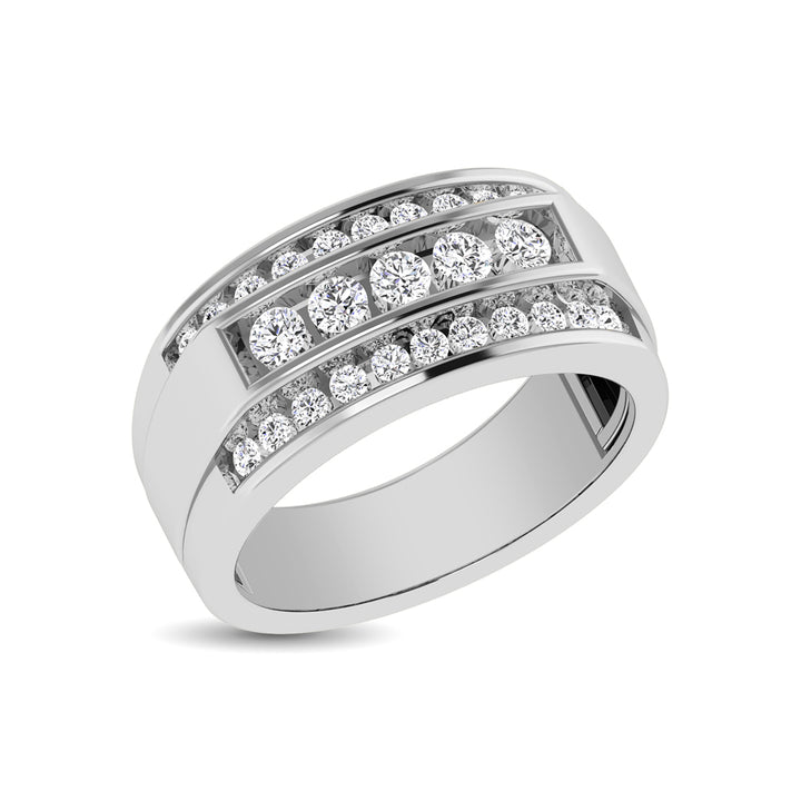 10K White Gold 1/2 Ct.tw Round Cut Diamond Mens Wedding Band