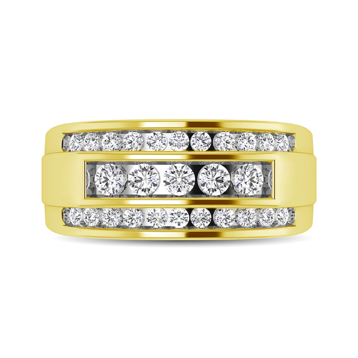 10K Yellow Gold 1 Ct.tw Round Cut Diamond Mens Wedding Band