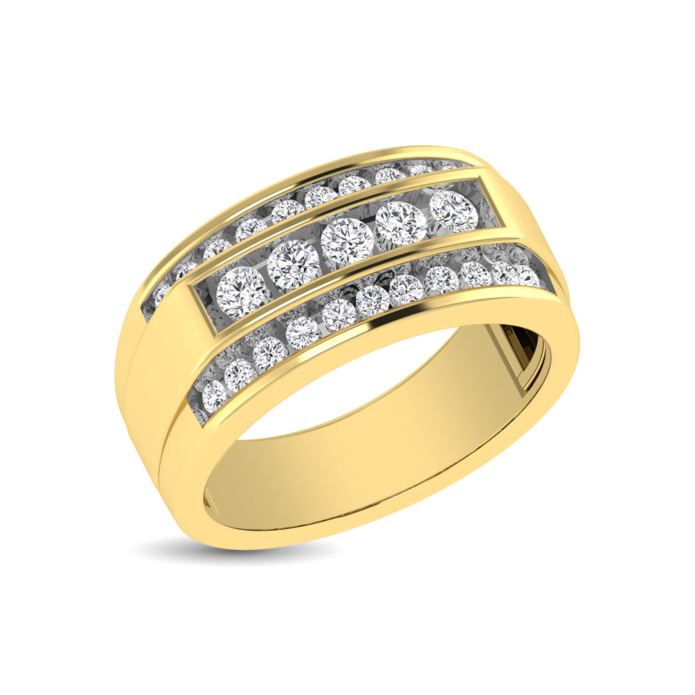 10K Yellow Gold 1 Ct.tw Round Cut Diamond Mens Wedding Band