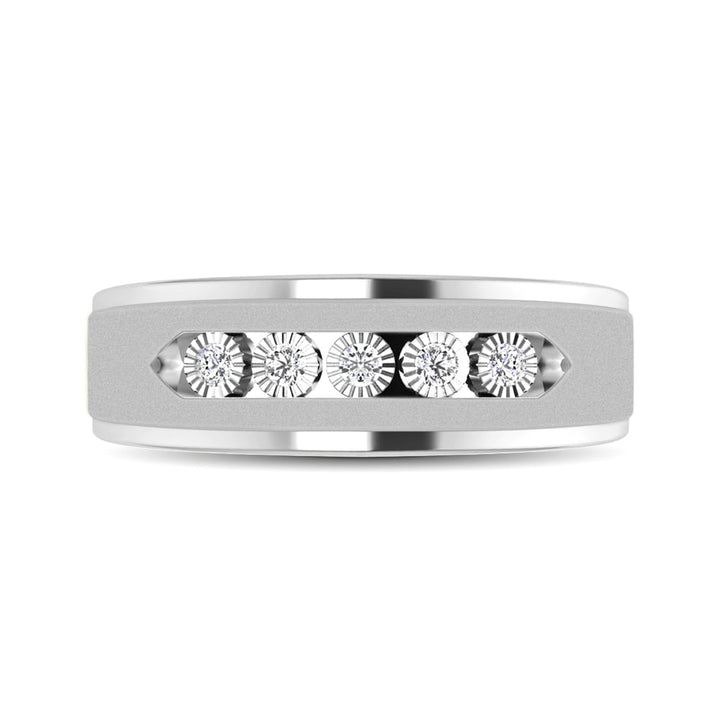 10K White Gold 1/6 Ct.Tw. Diamond Illusion Mens Band