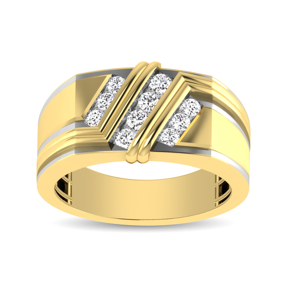10K Yellow Gold 1/2 Ct.tw Round Cut Diamond Mens Wedding Band