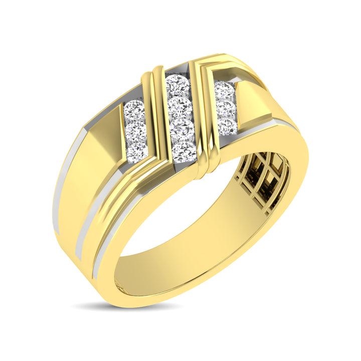 10K Yellow Gold 1/2 Ct.tw Round Cut Diamond Mens Wedding Band