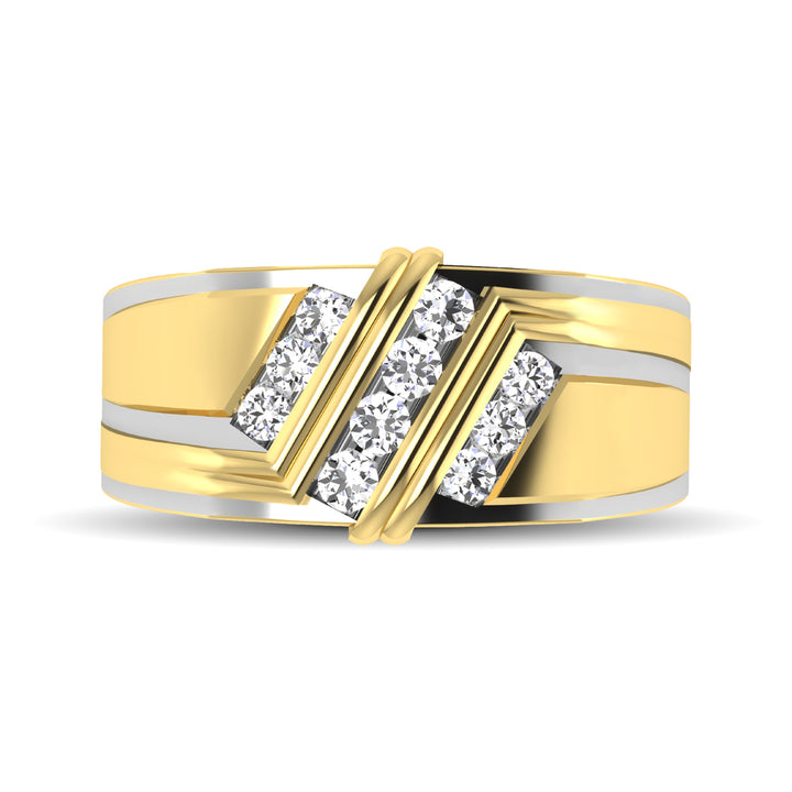 10K Yellow Gold 1/2 Ct.tw Round Cut Diamond Mens Wedding Band