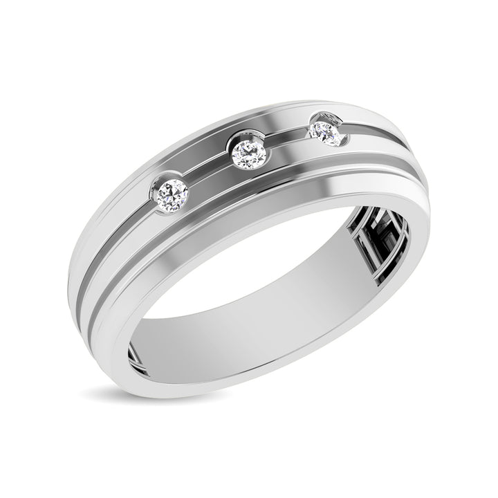 14K White Gold 1/10 Ct.tw Round Cut Diamond Mens Band
