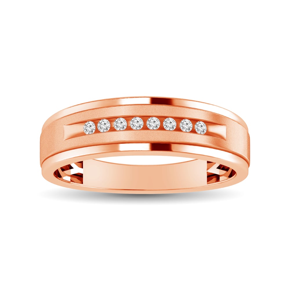 Mens 1/10 Ct.tw Diamond Band in 10K Rose Gold
