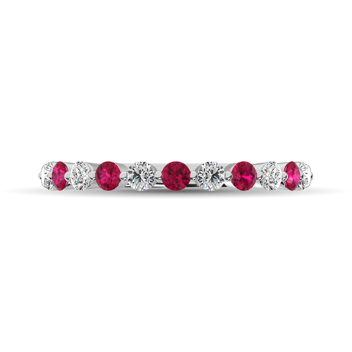 Diamond 1/2 Ct.Tw. And Ruby Stack Band in 14K White Gold ( 6 Diamond and 5 Ruby )