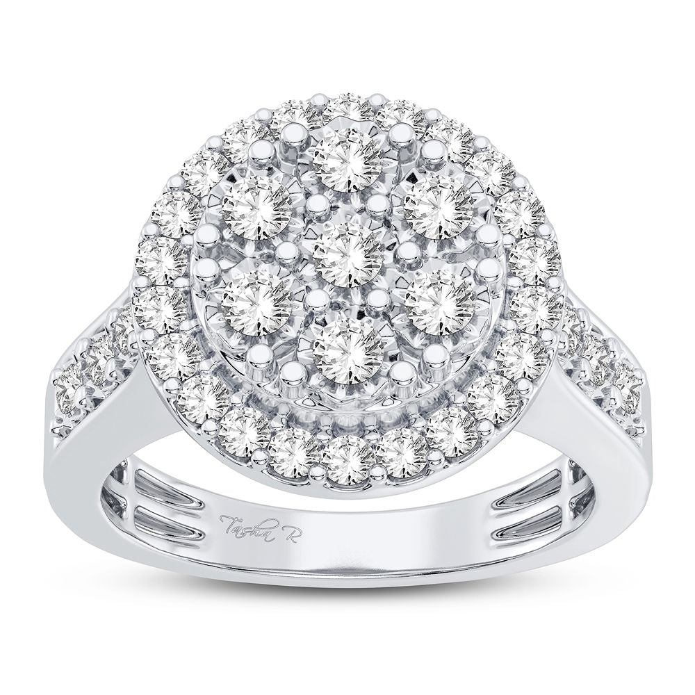 Chic 10k White Gold 0.75CT Lab Diamond Womens Fashion Ring