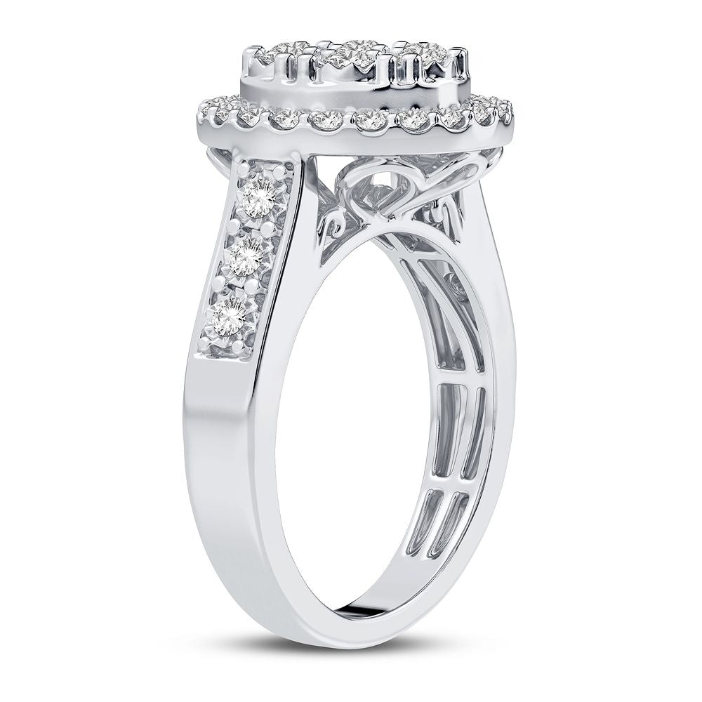 Chic 10k White Gold 0.75CT Lab Diamond Womens Fashion Ring