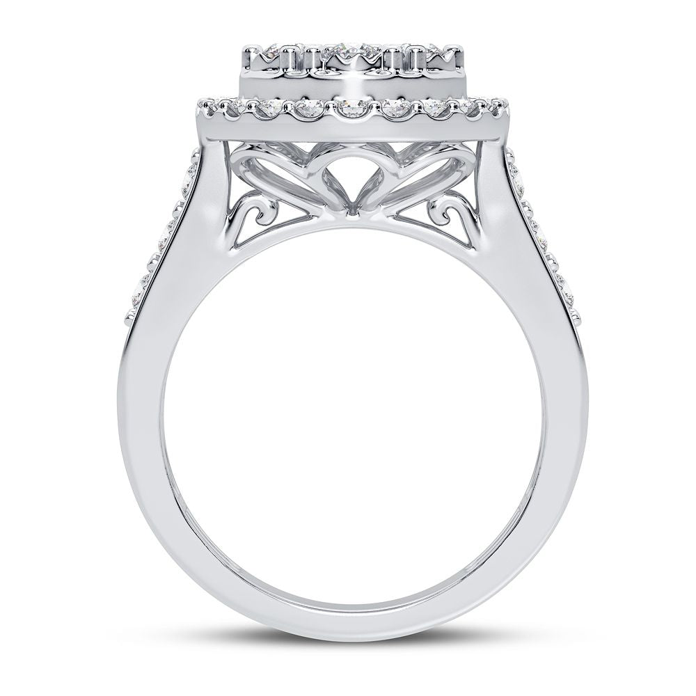 Chic 10k White Gold 0.75CT Lab Diamond Womens Fashion Ring