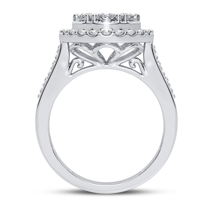 Chic 10k White Gold 0.75CT Lab Diamond Womens Fashion Ring