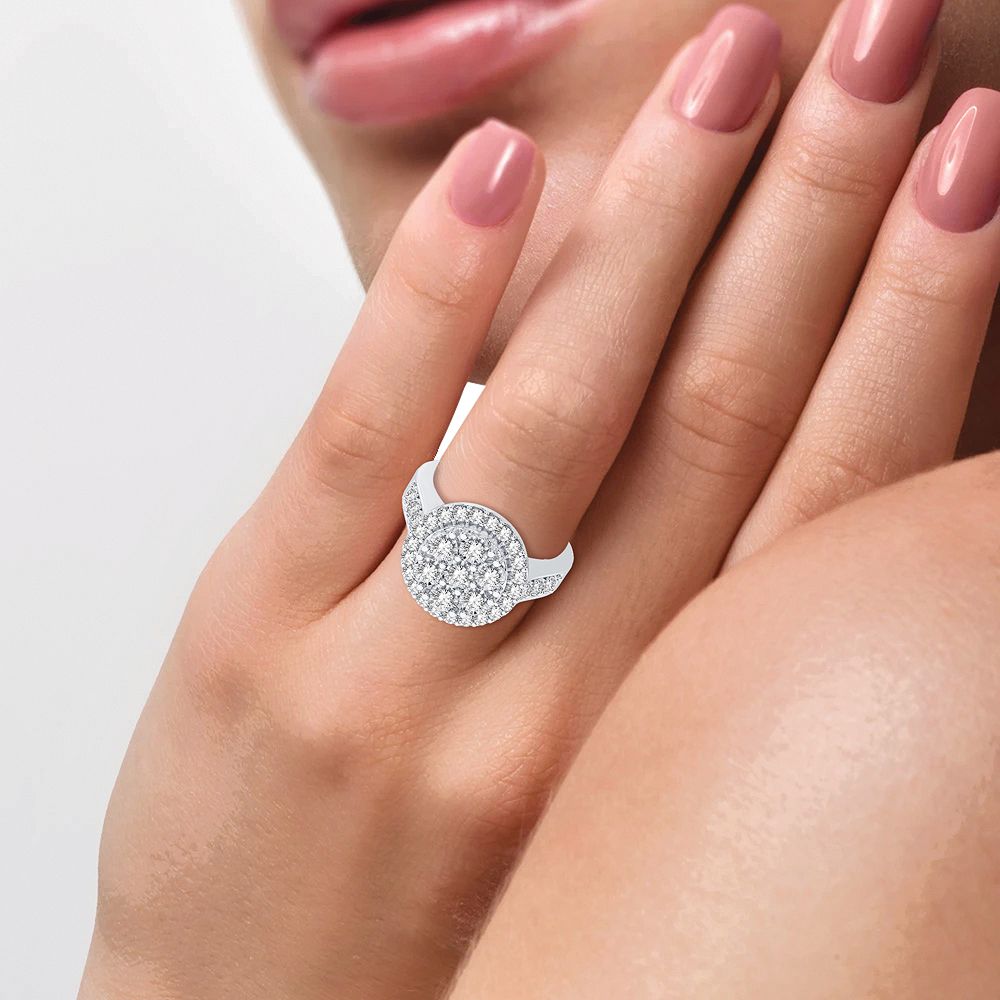 Chic 10k White Gold 0.75CT Lab Diamond Womens Fashion Ring