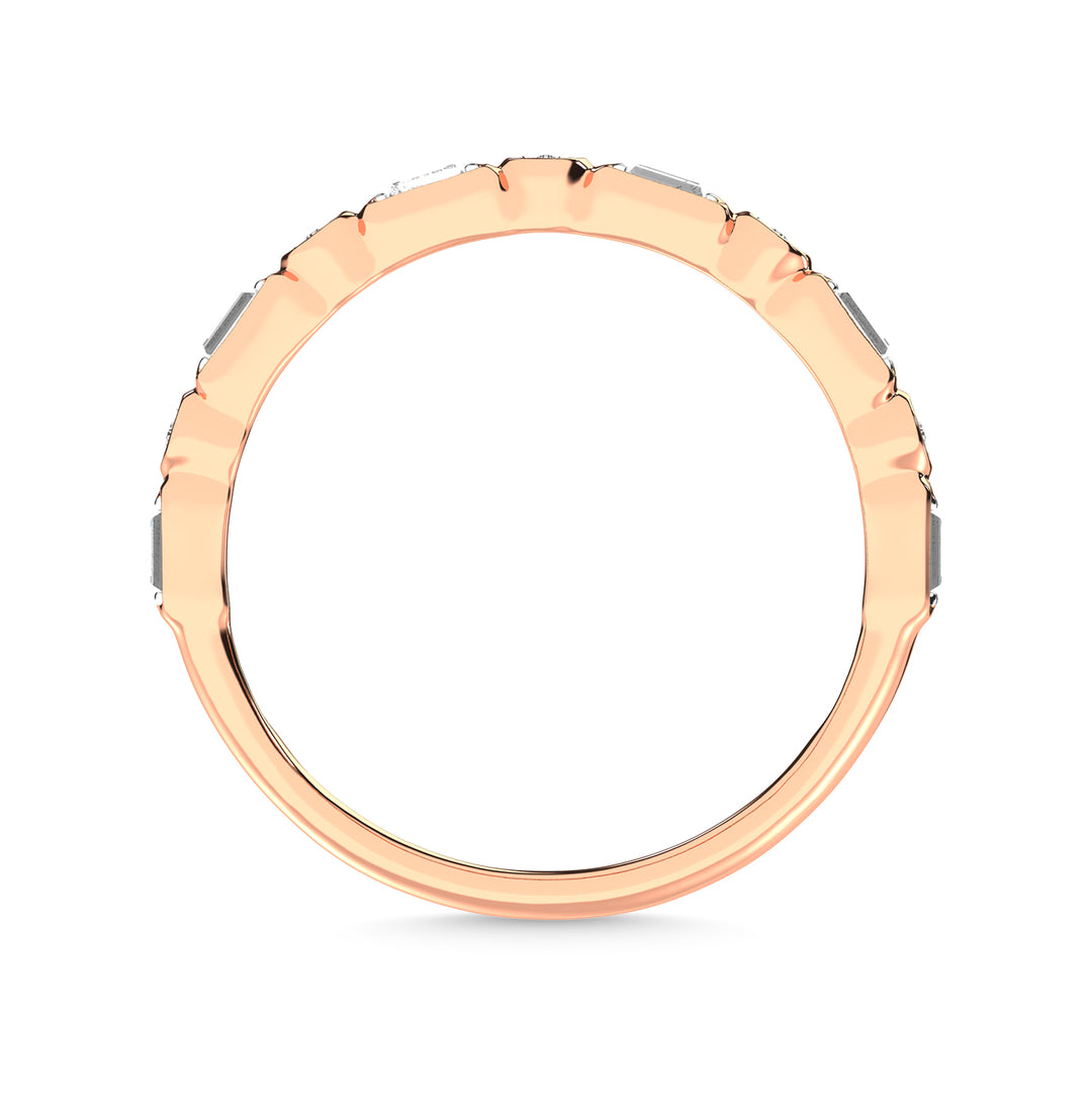 Diamond 1/8 Ct.Tw. Round and Baguette Stack Band in 14K Rose Gold