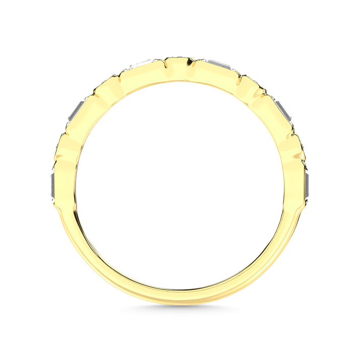 Diamond 1/8 Ct.Tw. Round and Baguette Stack Band in 14K Yellow Gold