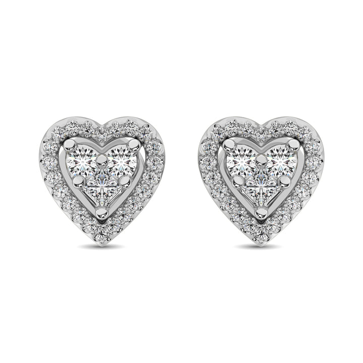 10K White Gold 1/3 Ct.Tw. Diamond Heart Stud Earrings