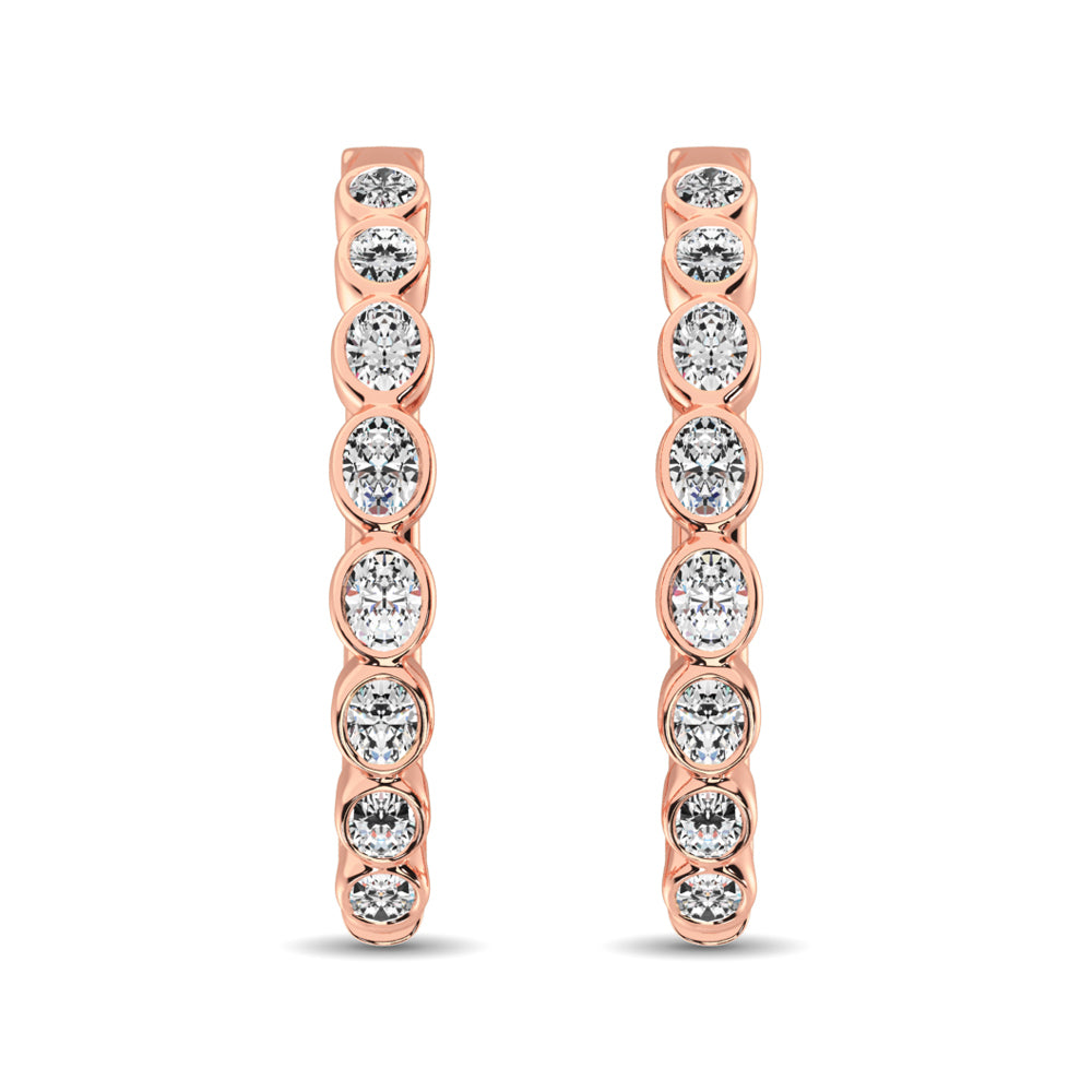 14K Rose Gold 1/3 Ct.Tw. Diamond Hoop Earrings
