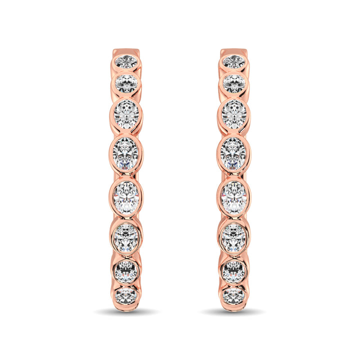 14K Rose Gold 1/3 Ct.Tw. Diamond Hoop Earrings