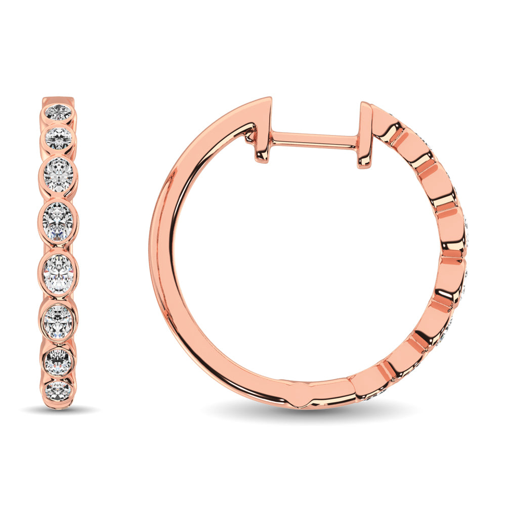 14K Rose Gold 1/3 Ct.Tw. Diamond Hoop Earrings