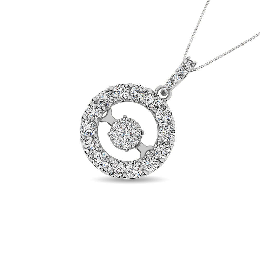 Moving Diamond 5/8 Ct.tw Pendant in 14K White Gold