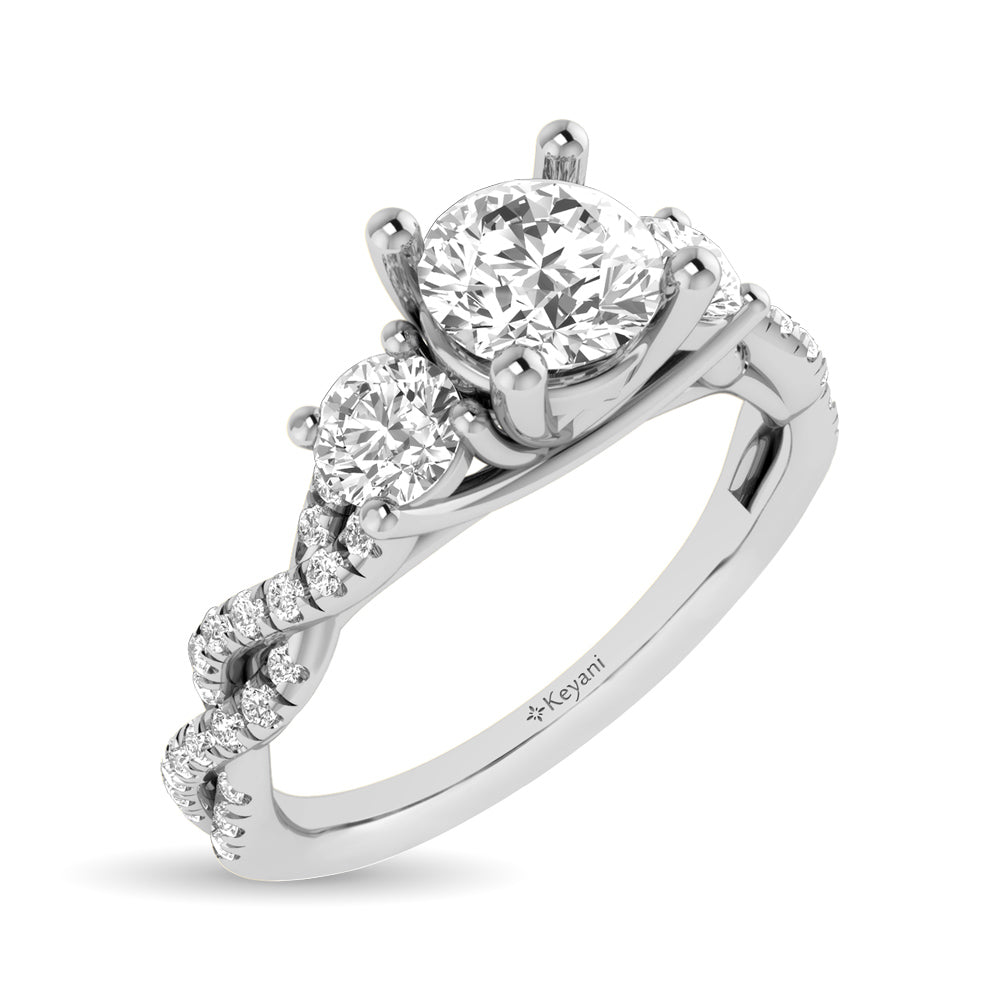 14K White Gold 1 Ct.Tw. Round Cut Diamond Engagement Ring