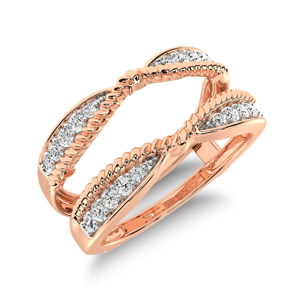 14K Rose Gold 1/4 Ct.Tw. Diamond Rope Twist Guard Ring