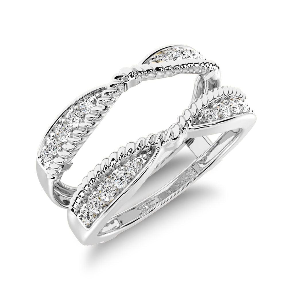 14K White Gold 1/4 Ct.Tw. Diamond Rope Twist Guard Ring