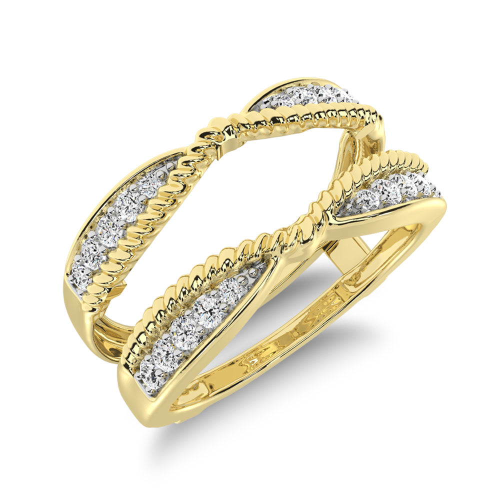 14K Yellow Gold 1/4 Ct.Tw. Diamond Rope Twist Guard Ring