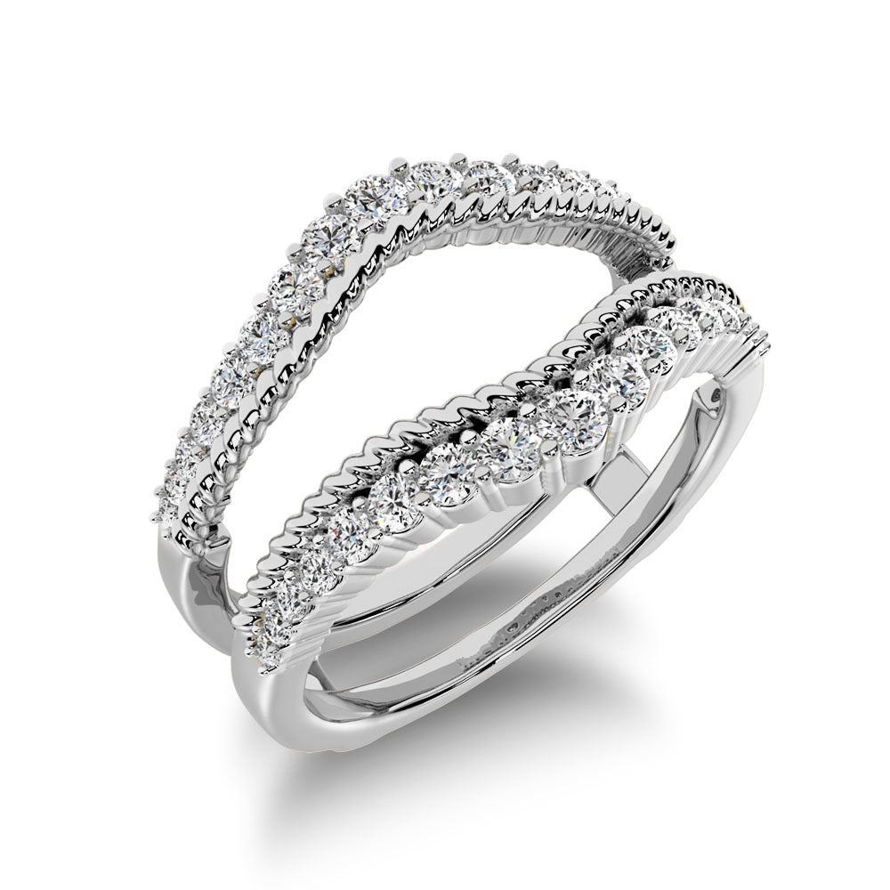 14K White Gold 2/5 Ct.Tw. Diamond Rope Twist Guard Ring