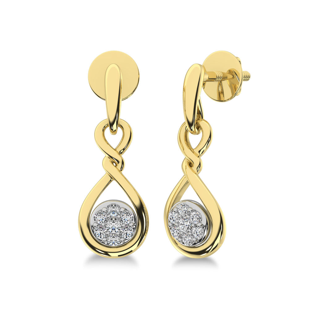 10K Yellow Gold 1/4 Ct.Tw. Diamond Danglers Earrings