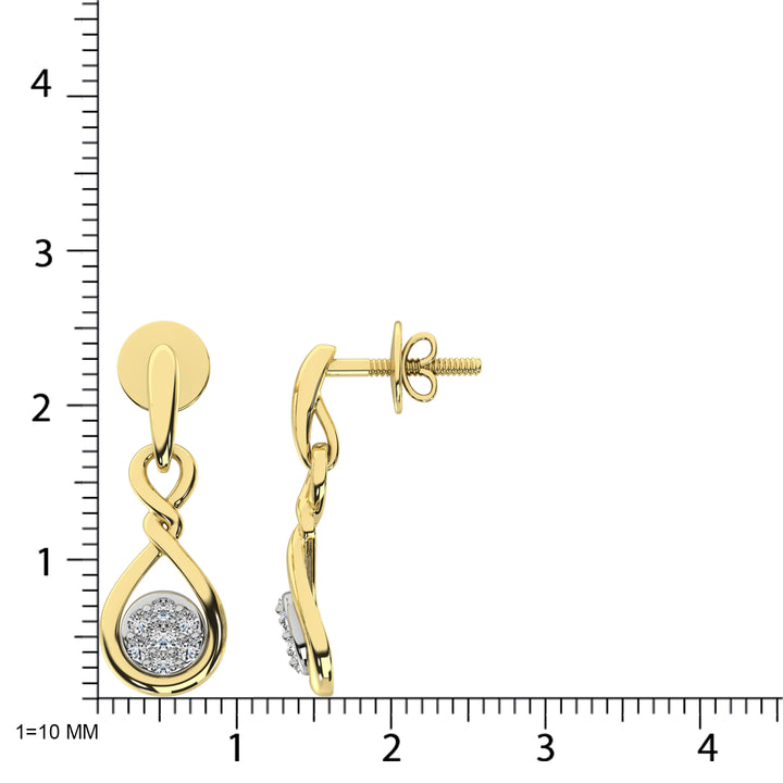 10K Yellow Gold 1/4 Ct.Tw. Diamond Danglers Earrings