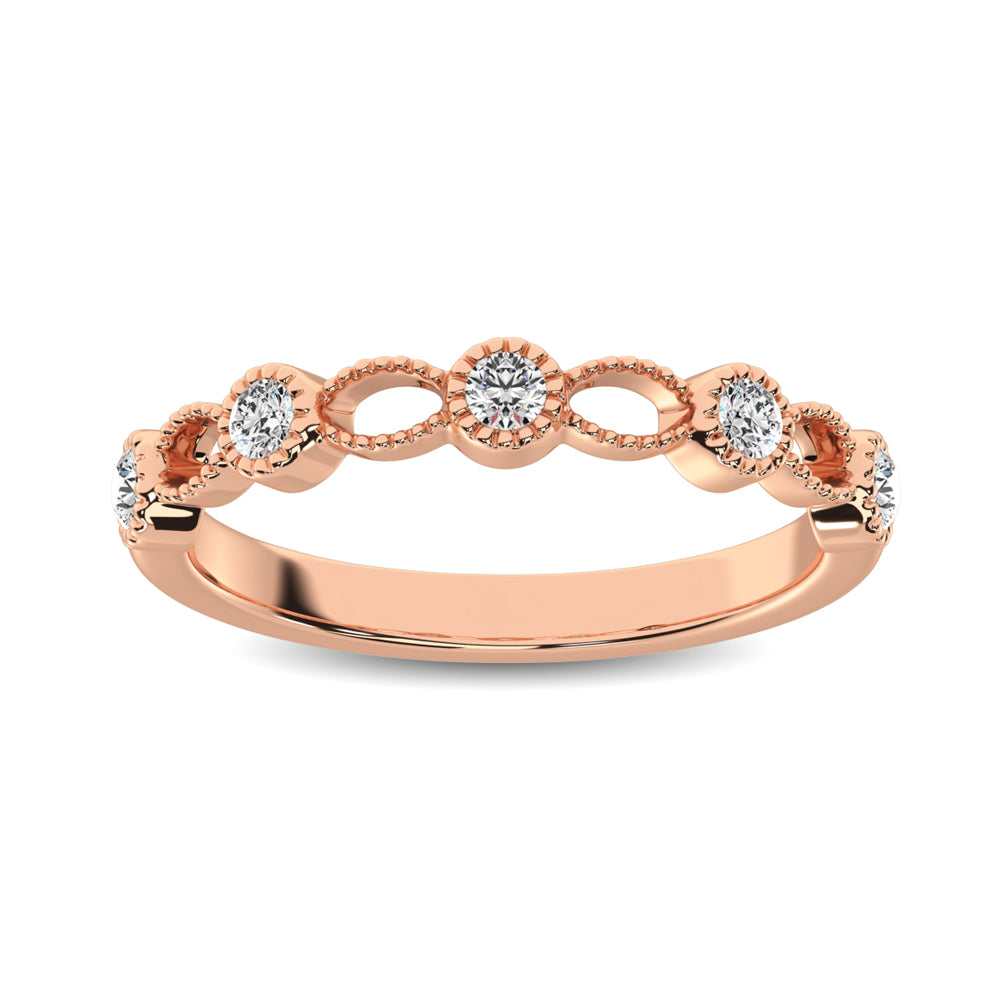 14K Rose Gold 1/6 Ct.tw Diamond Band