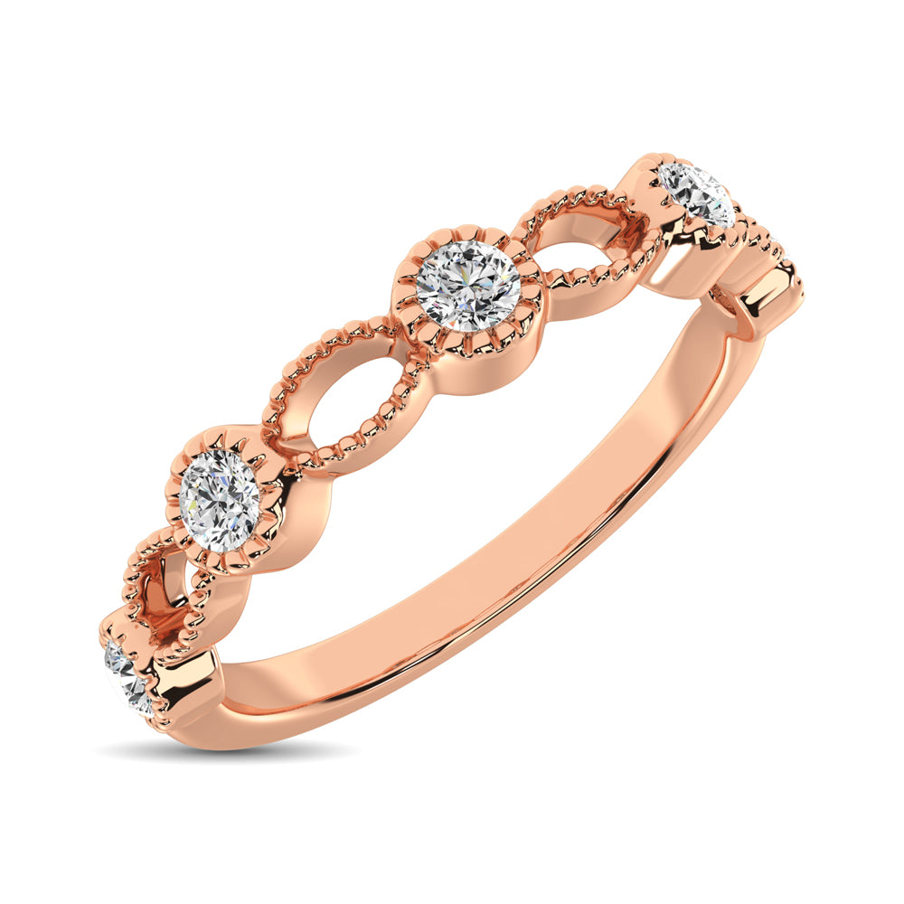 14K Rose Gold 1/6 Ct.tw Diamond Band