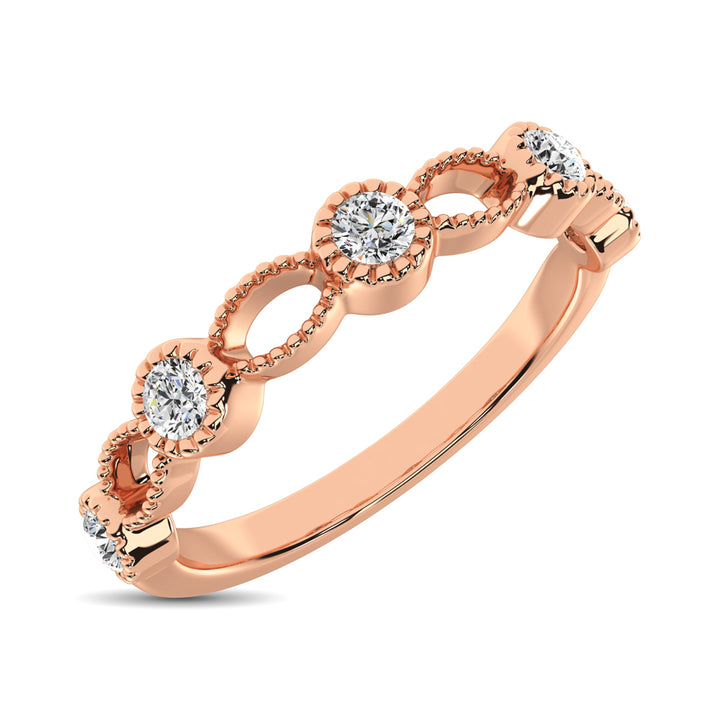 14K Rose Gold 1/6 Ct.tw Diamond Band