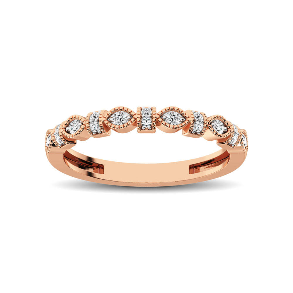 14K Rose Gold Marquise Frame 1/6 Ct.tw Diamond Band