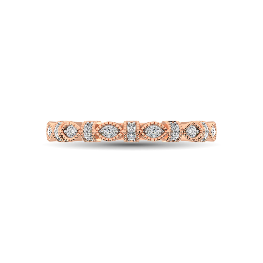 14K Rose Gold Marquise Frame 1/6 Ct.tw Diamond Band