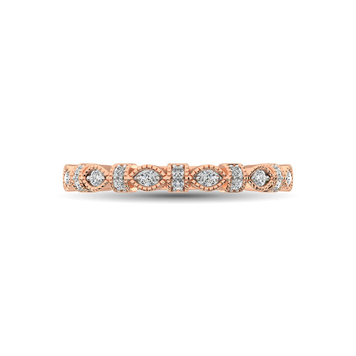 14K Rose Gold Marquise Frame 1/6 Ct.tw Diamond Band