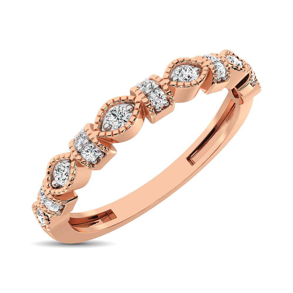 14K Rose Gold Marquise Frame 1/6 Ct.tw Diamond Band