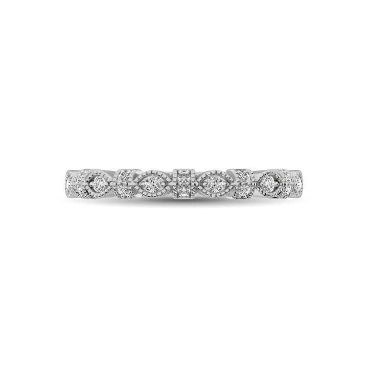 14K White Gold Marquise Frame 1/6 Ct.tw Diamond Band