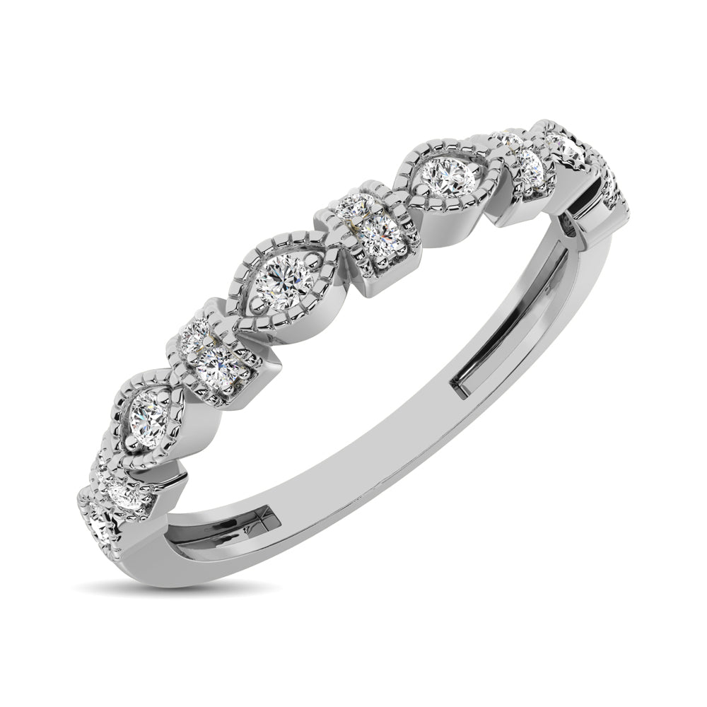 14K White Gold Marquise Frame 1/6 Ct.tw Diamond Band