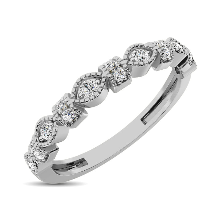 14K White Gold Marquise Frame 1/6 Ct.tw Diamond Band