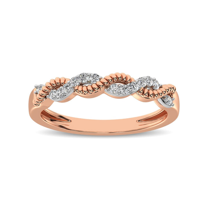Diamond 1/10 Ct.tw  Twist Band in 14K Rose Gold