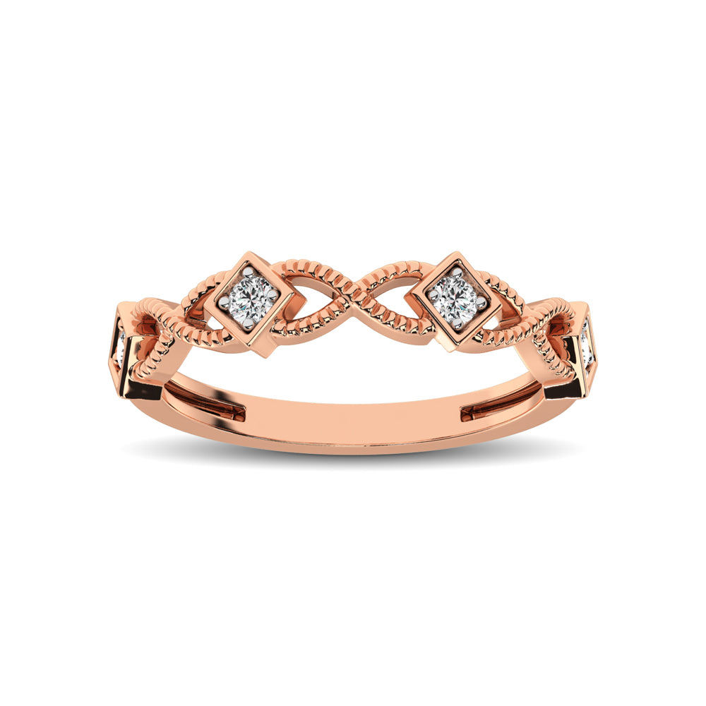 14K Rose Gold 1/8 Ct.tw Diamond Band