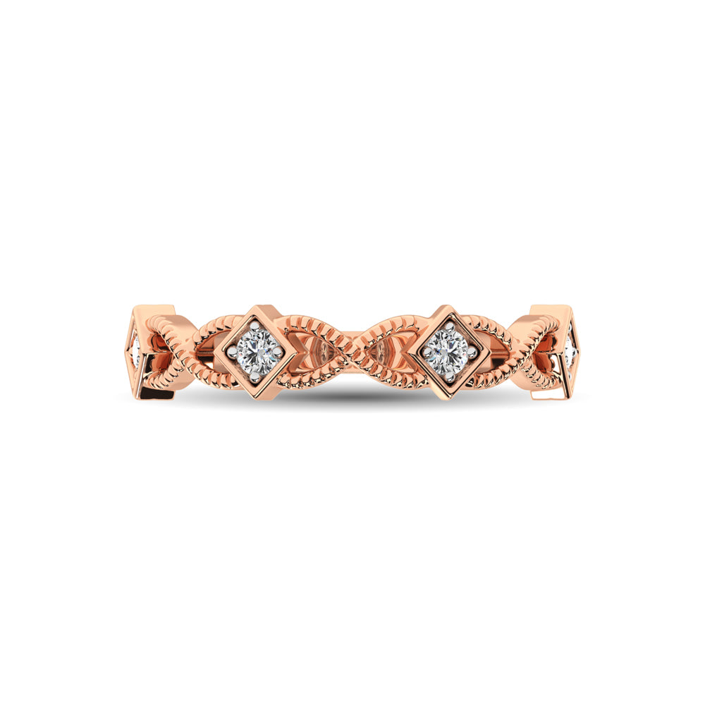 14K Rose Gold 1/8 Ct.tw Diamond Band