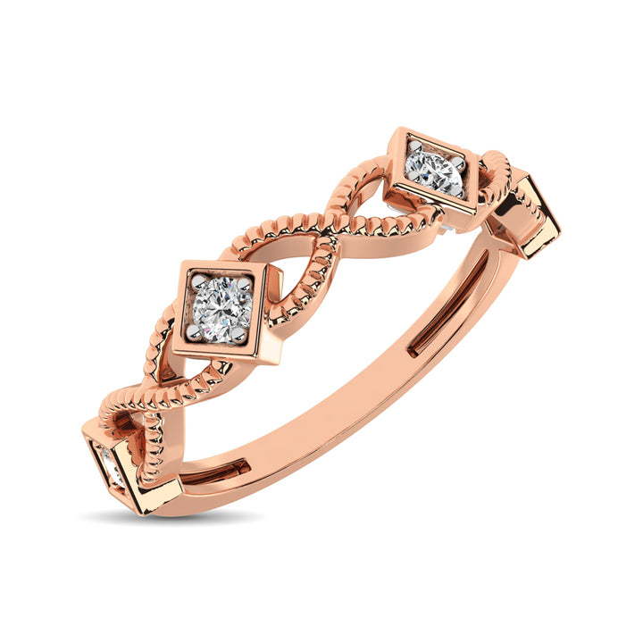 14K Rose Gold 1/8 Ct.tw Diamond Band