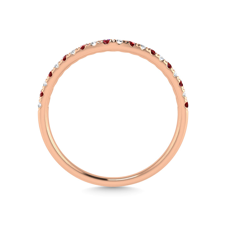 14K Rose Gold Ruby And Diamond 1/5 Ct.Tw. Curve Band